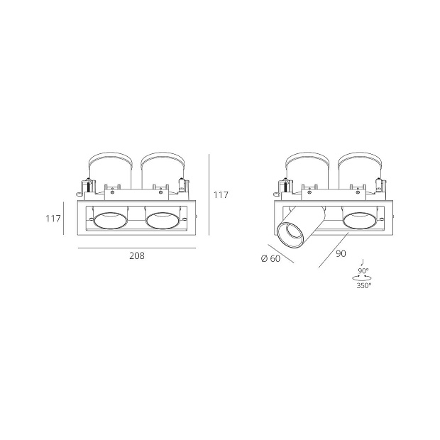 Skarlat  RGL7117-2 2×12W WH+BK 4000K
